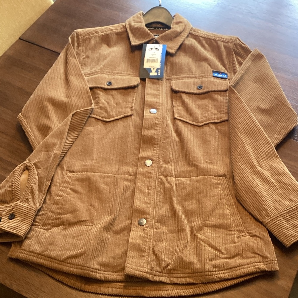 Kavu “Pecos” MENS MD Brown Corduroy long sleeve snap shirt.  NEW!